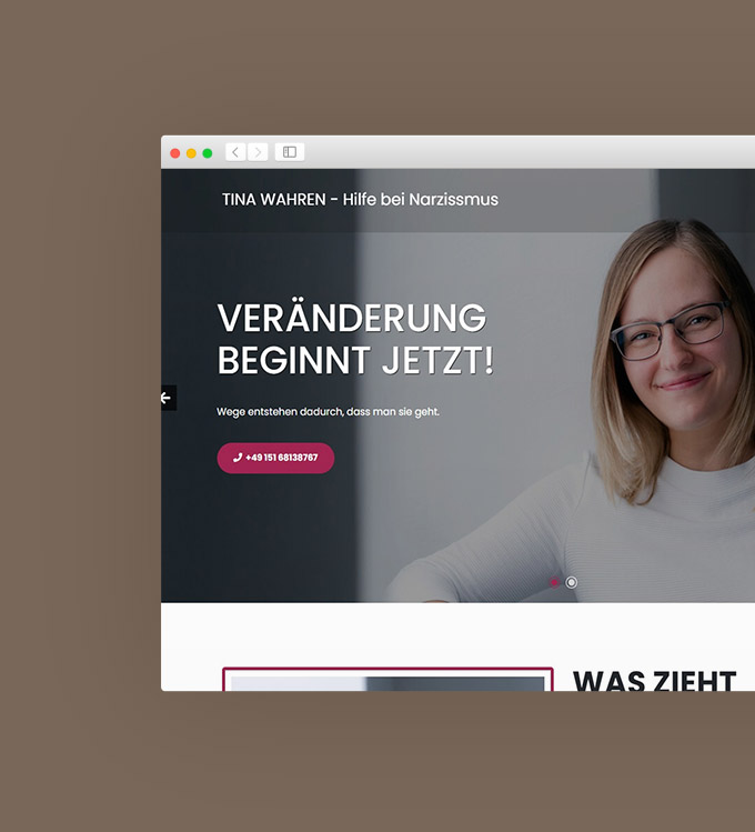 Screenshot Webseite Tina Wahren